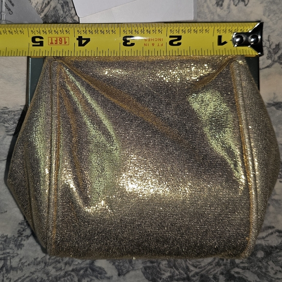 NWT Gold Rhinestone Evening Clutch Black Frame Chain Strap Sparkly Prom Wedding - Picture 9 of 12